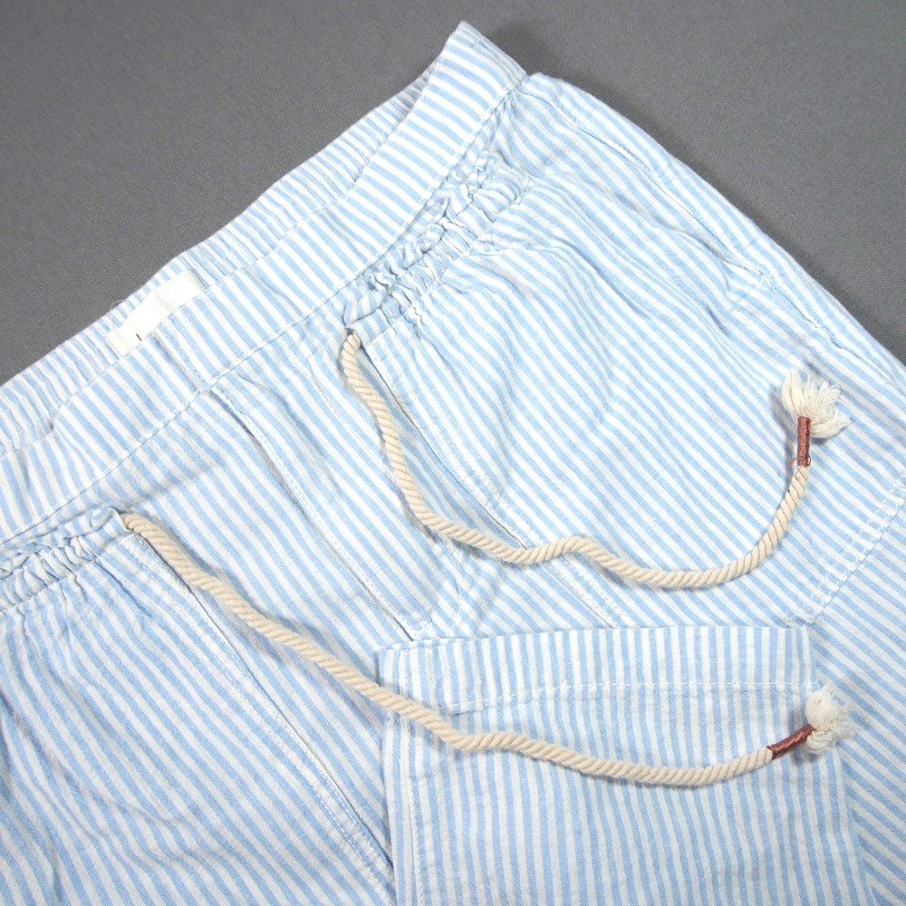 Anthropologie Striped Linen Cotton Drawstring Petite Women Pants M Coastal Boho